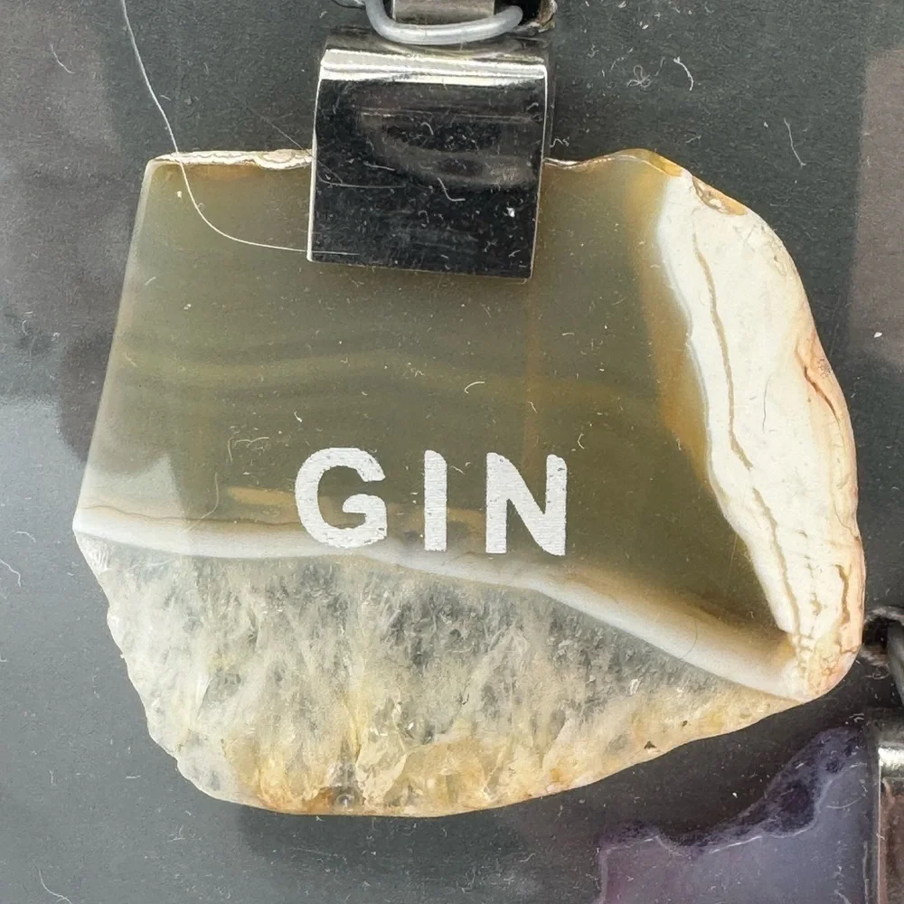 NWT Set of 4 Godinger Agate Liquor Tags Double Sided